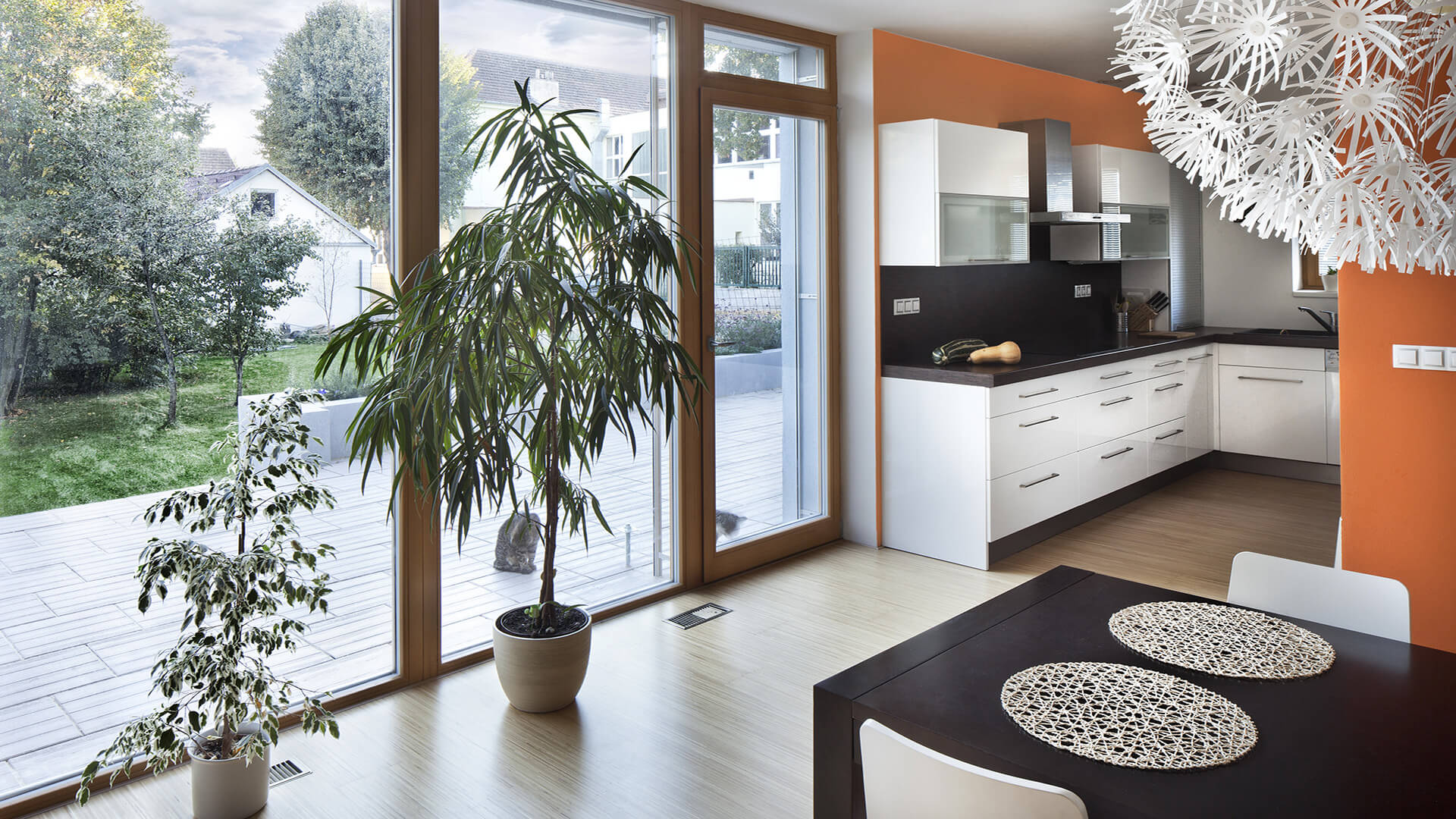 Illustrative finished residential interior showing painting and finish work